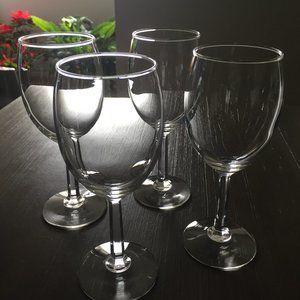 4 Vintage Clear Wine Glasses Faceted Stems